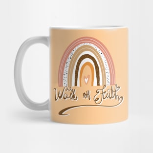 Collage rainbow with hand lettering "walk by faith" Mug